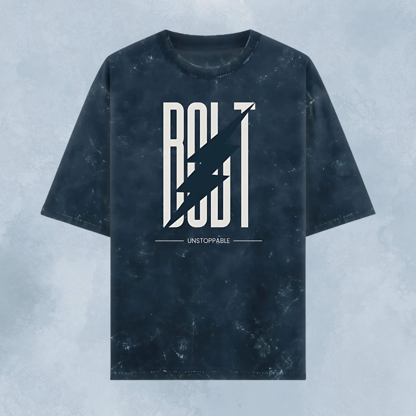 BOLT Acid Wash Oversized T-Shirt – Unstoppable Graphic Tee for Men