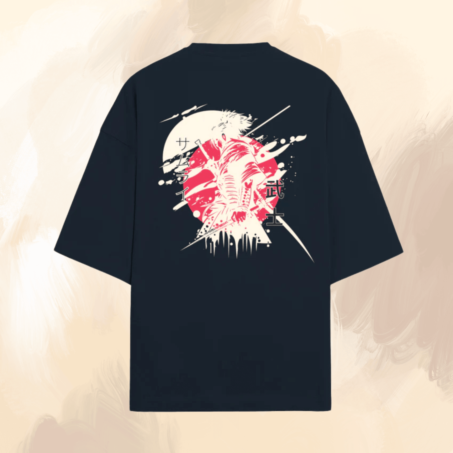 Blue Samurai Oversized T-Shirt – Anime Streetwear Dual Print Tee