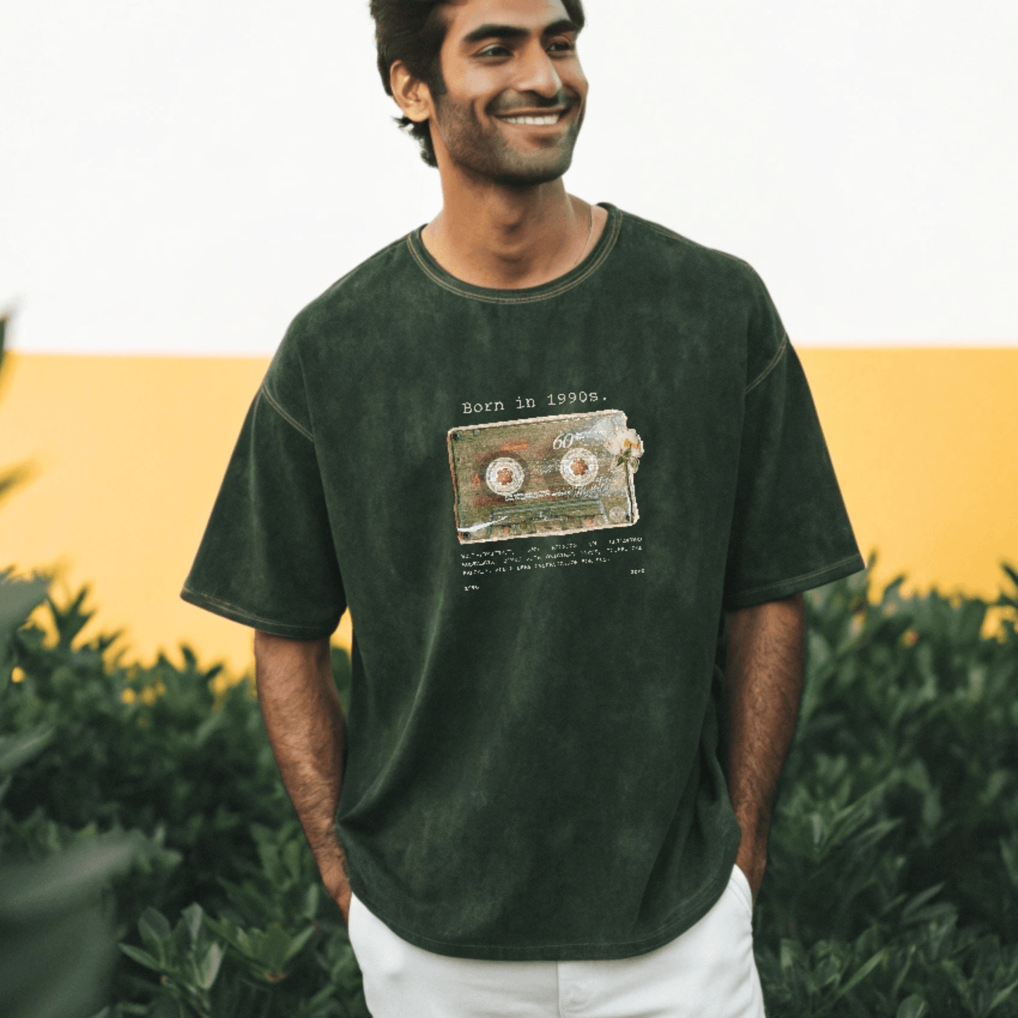Born in the 90s – Acid Wash Oversized Cassette Tape Graphic T-Shirt