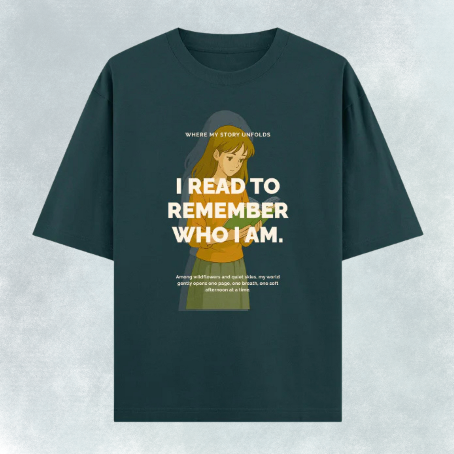 I Read to Remember Who I Am – Oversized Cotton T-Shirt for Book Lovers