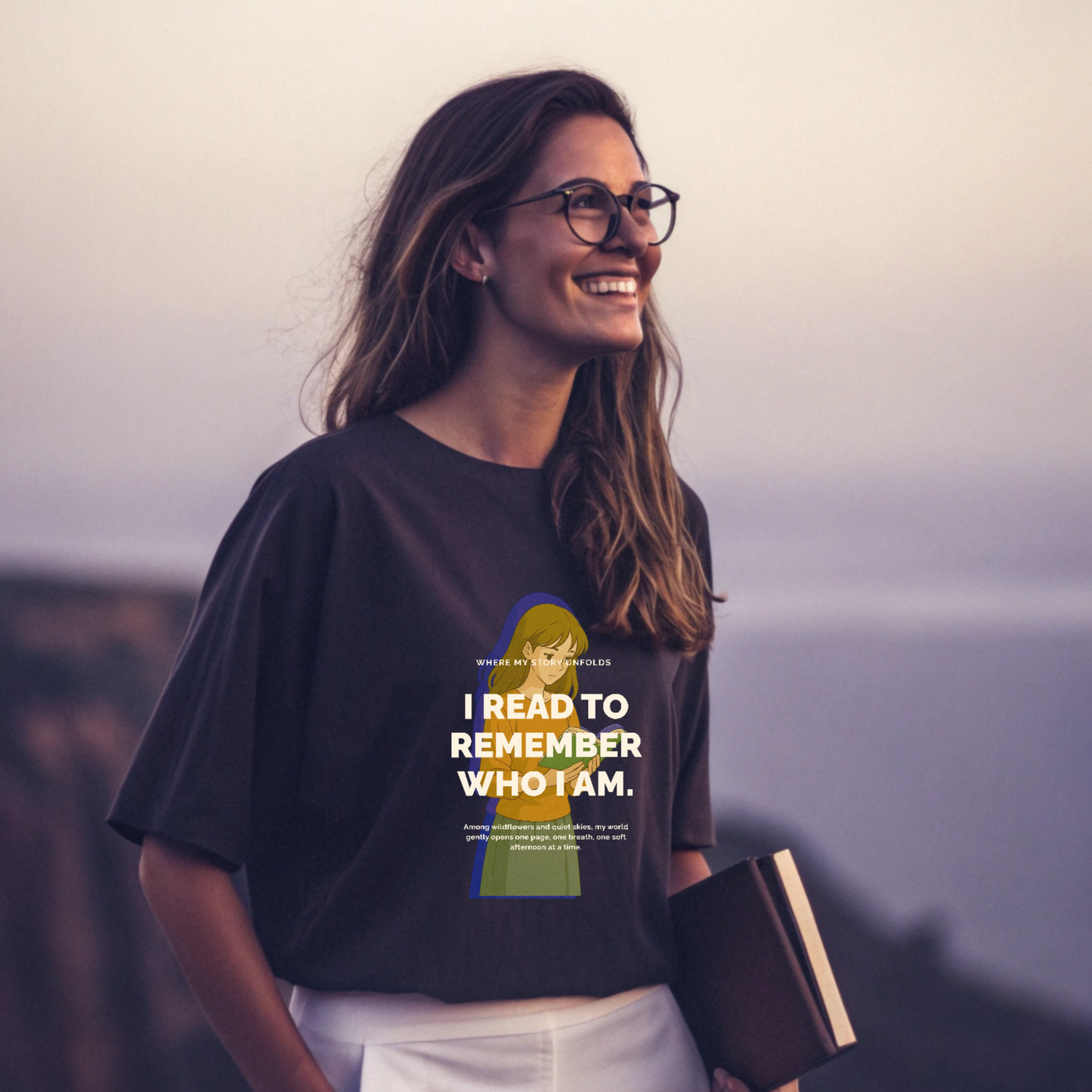 I Read to Remember Who I Am – Oversized Cotton T-Shirt for Book Lovers