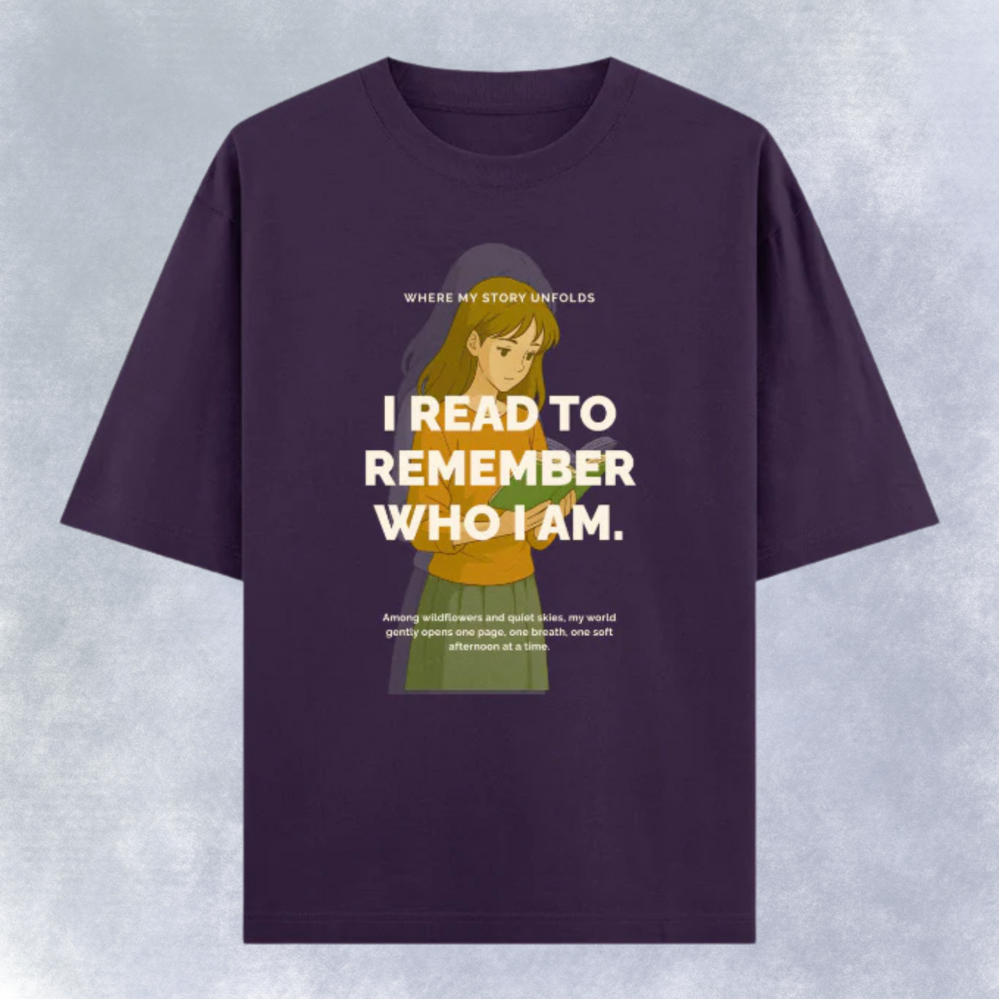 I Read to Remember Who I Am – Oversized Cotton T-Shirt for Book Lovers
