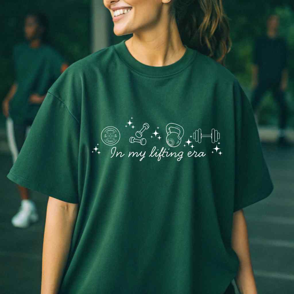 In My Lifting Era Oversized T-Shirt – Women’s Heavy Cotton Gym Tee