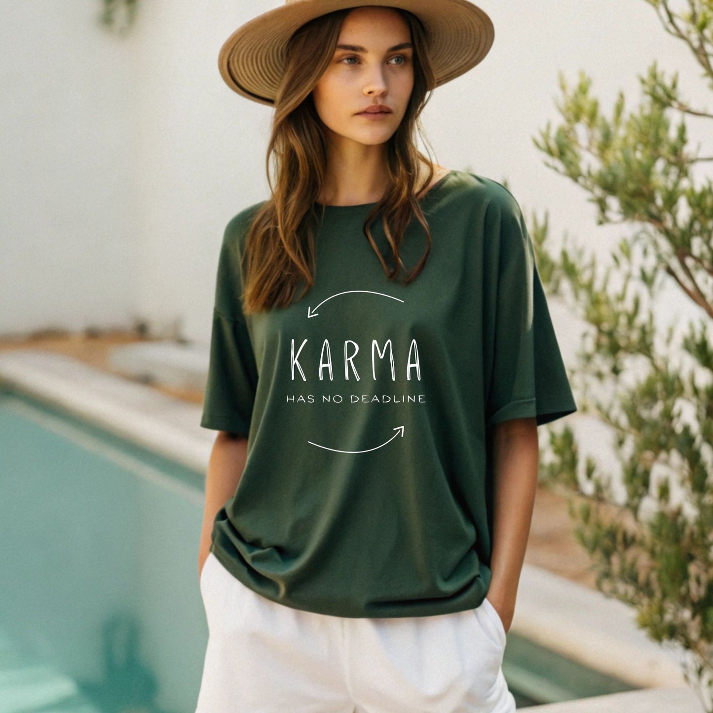 Karma Has No Deadline T-Shirt – Oversized Fit for Women