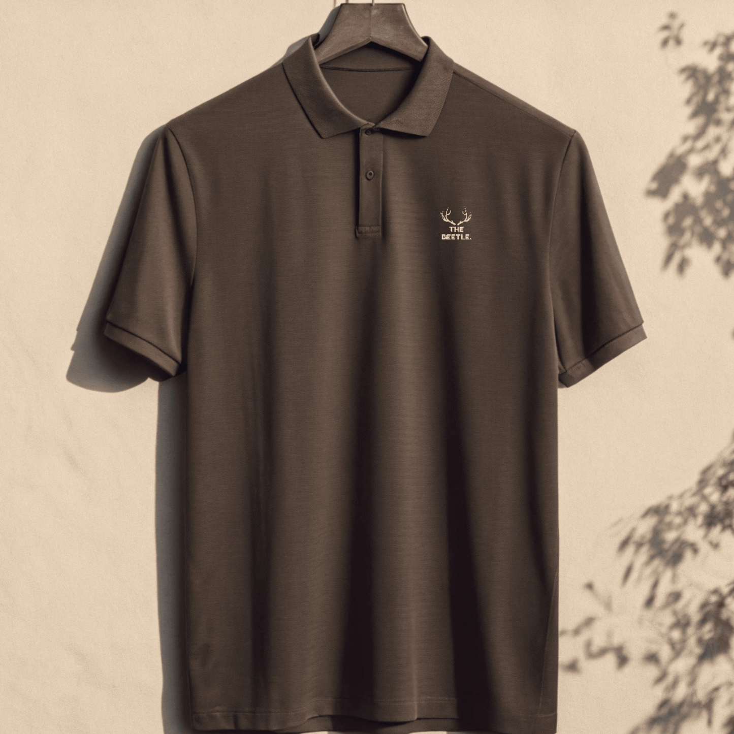 Brown Embroidered Polo T-Shirt – 100% Cotton, Unisex Regular Fit
