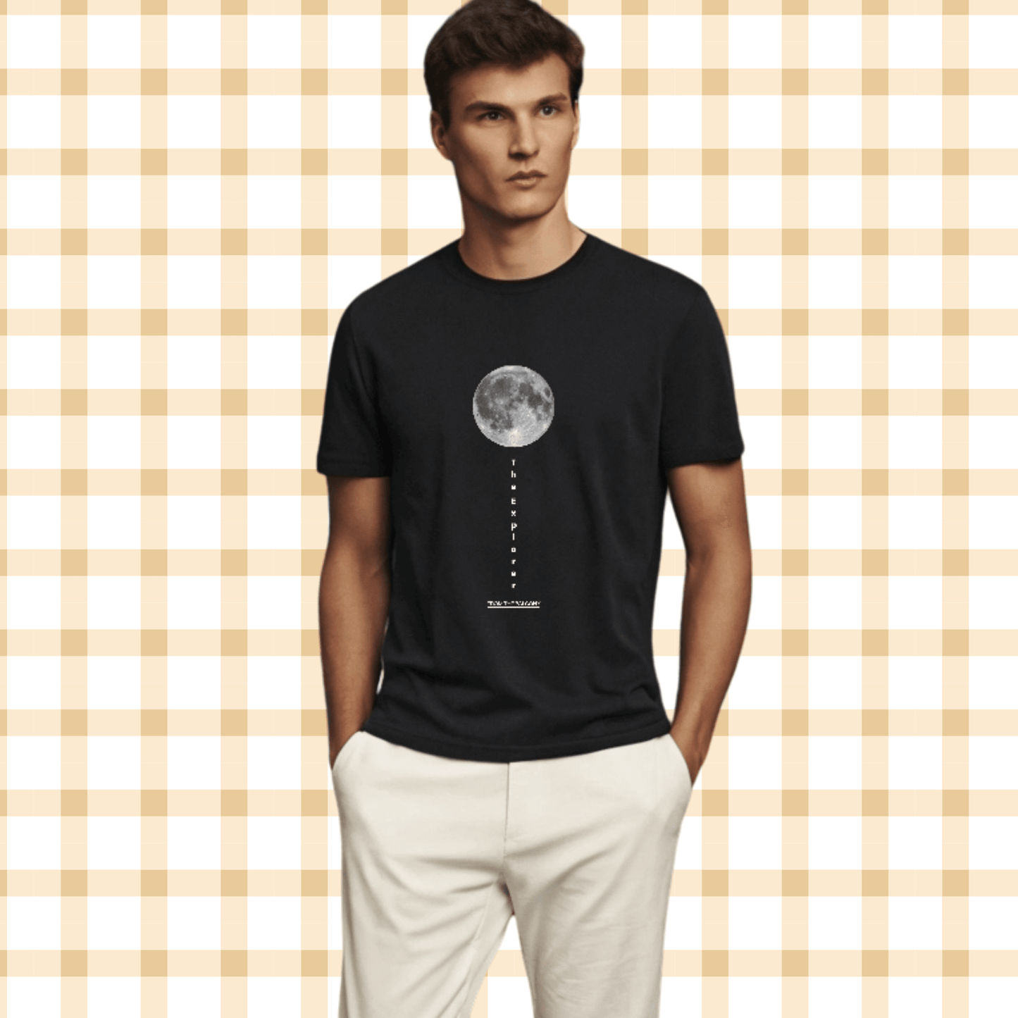 The Explorer Moon Graphic T-Shirt – Minimal Black Cotton Tee