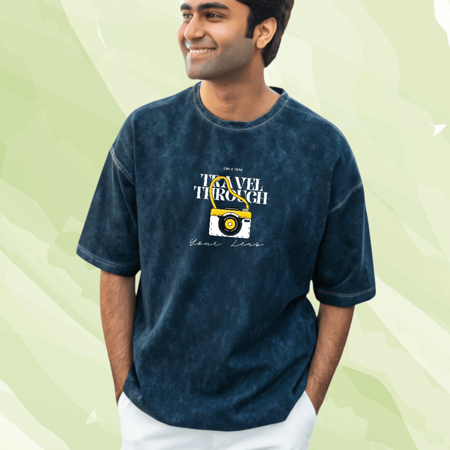 Travel Through Your Lens – Acid Wash Oversized Graphic T-Shirt