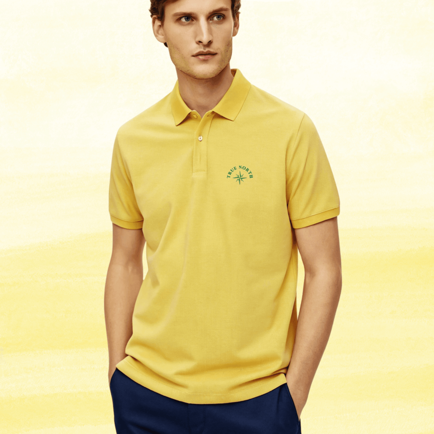True North Embroidered Cotton Polo T-Shirt – Yellow