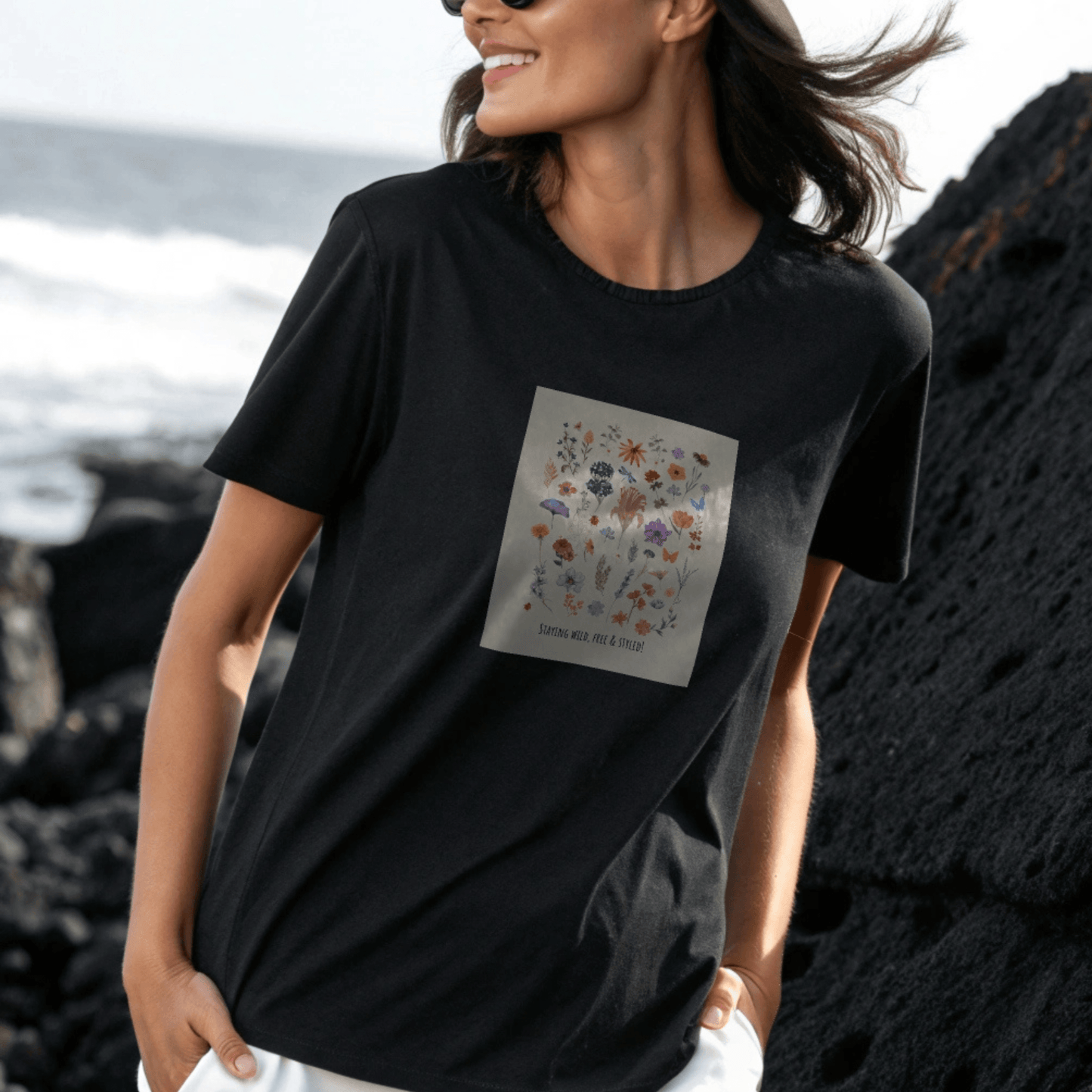 Wildflower Bloom Supima Cotton T-Shirt – Botanical Graphic Tee for Women