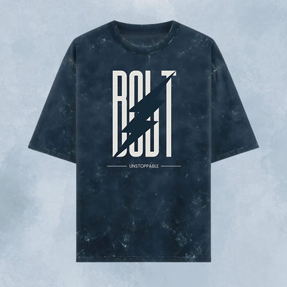 BOLT Acid Wash Oversized T-Shirt – Unstoppable Graphic Tee for Men