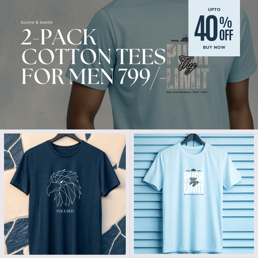 Classic 2-Pack Cotton Tees for Men – Focused & Push Thy Limit | Lightweight Classic Tee Set