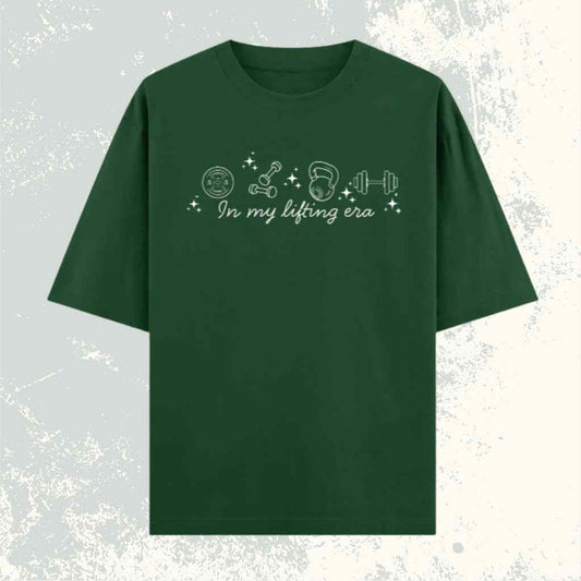In My Lifting Era Oversized T-Shirt – Women’s Heavy Cotton Gym Tee