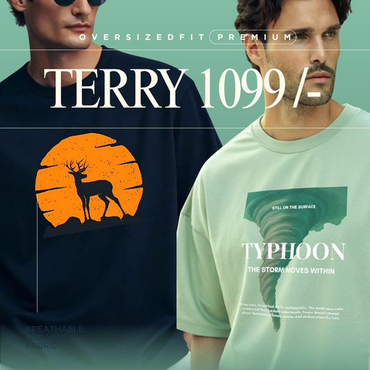 Men’s Terry Oversized T-Shirt 2-Pack – Wild Solitude & Typhoon | Diwali Streetwear Gift