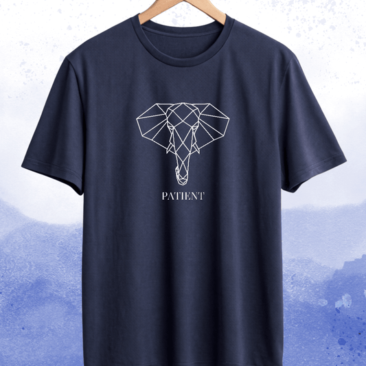 Patient Cotton T-Shirt – Minimalist Elephant Graphic Tee