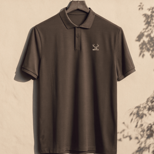 Brown Embroidered Polo T-Shirt – 100% Cotton, Unisex Regular Fit