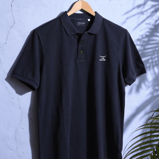 The Boone Embroidered Navy Polo T-Shirt – 220 GSM Unisex Regular Fit