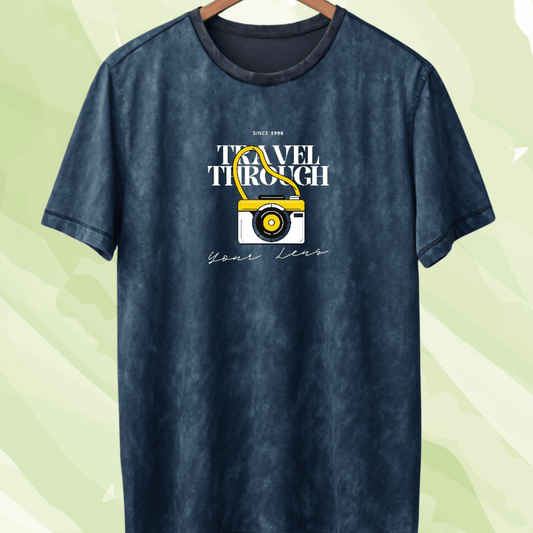 Travel Through Your Lens – Acid Wash Oversized Graphic T-Shirt