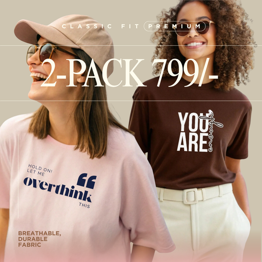 Women’s Cotton T-Shirt Combo Pack of 2 – Graphic Tees for Women | Festive Gift